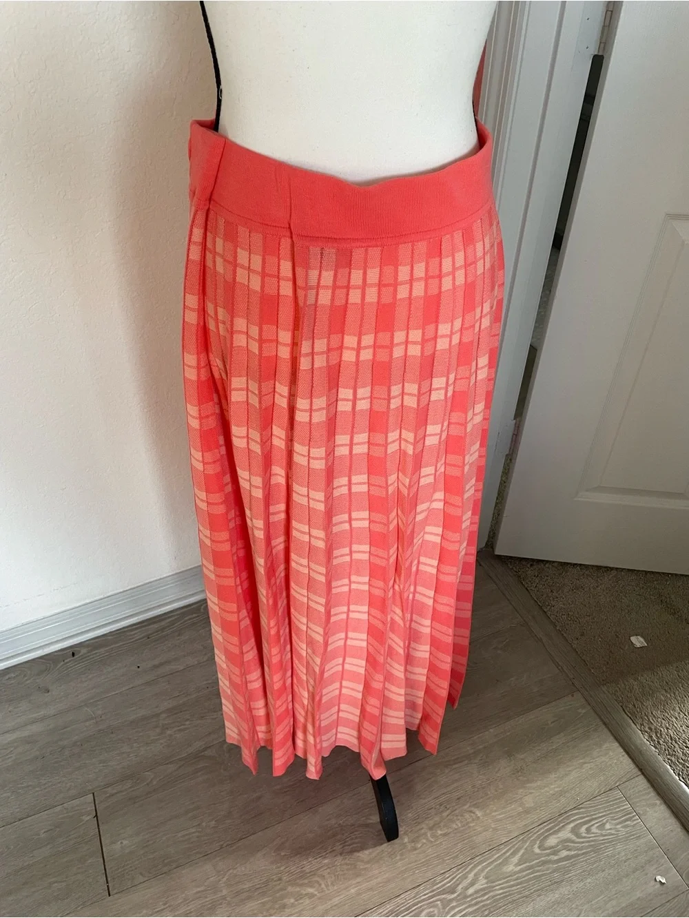 kate spade Coral Plaid Midi Skirt